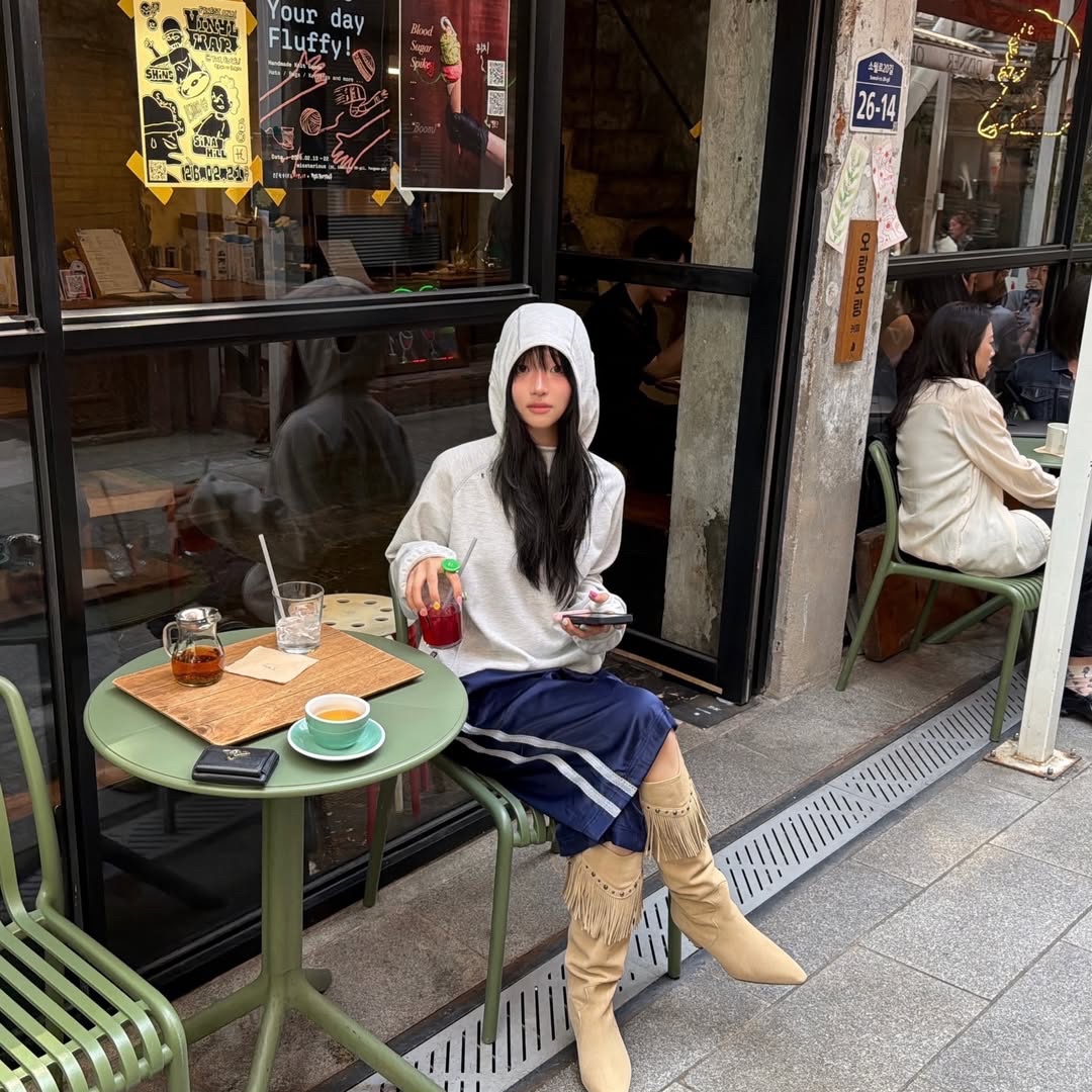SPORT CHAMBER SC Waffle Ear-Open Hood T-shirt 1% Gray 착용 스타일 - 3