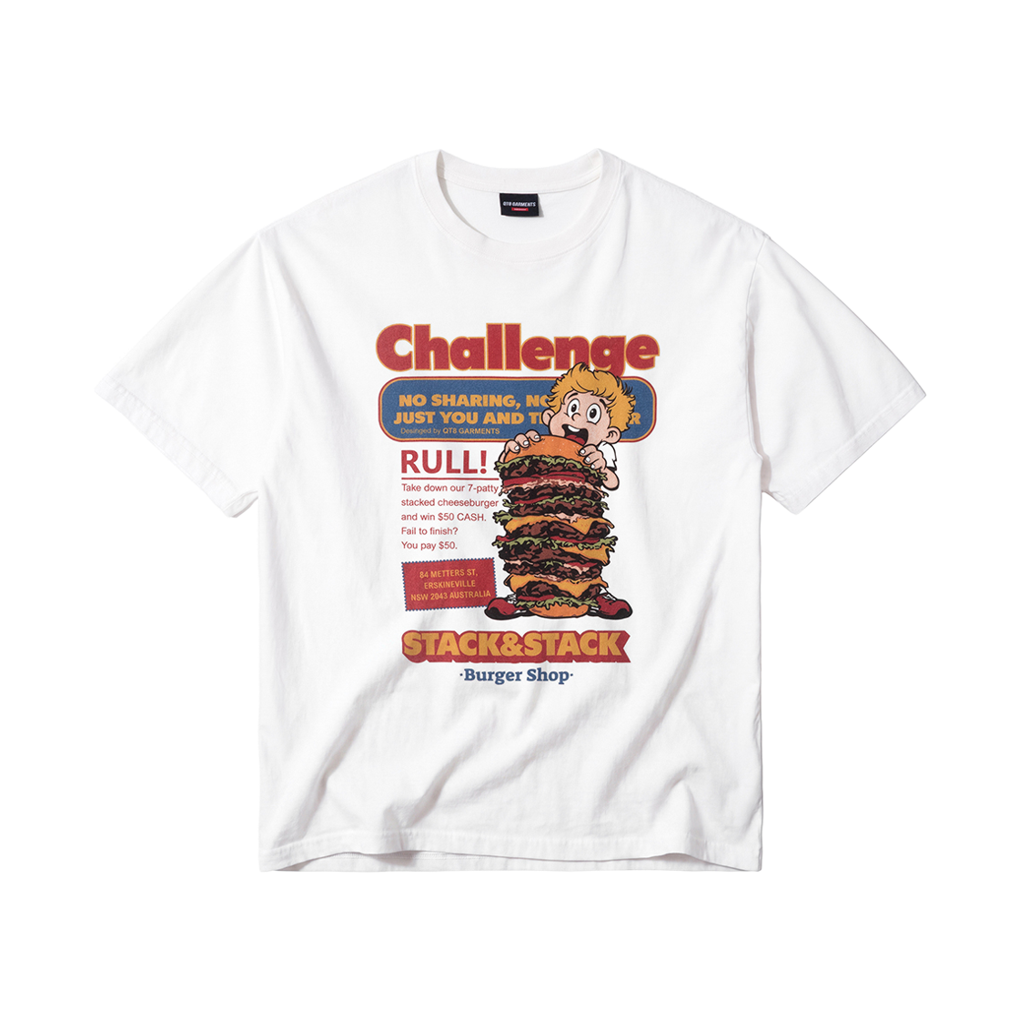 큐티에잇 가먼츠 버거 챌린지 워시드 티 아이보리(QT8 GARMENTS Burger Challenge Washed Tee Ivory) - 1