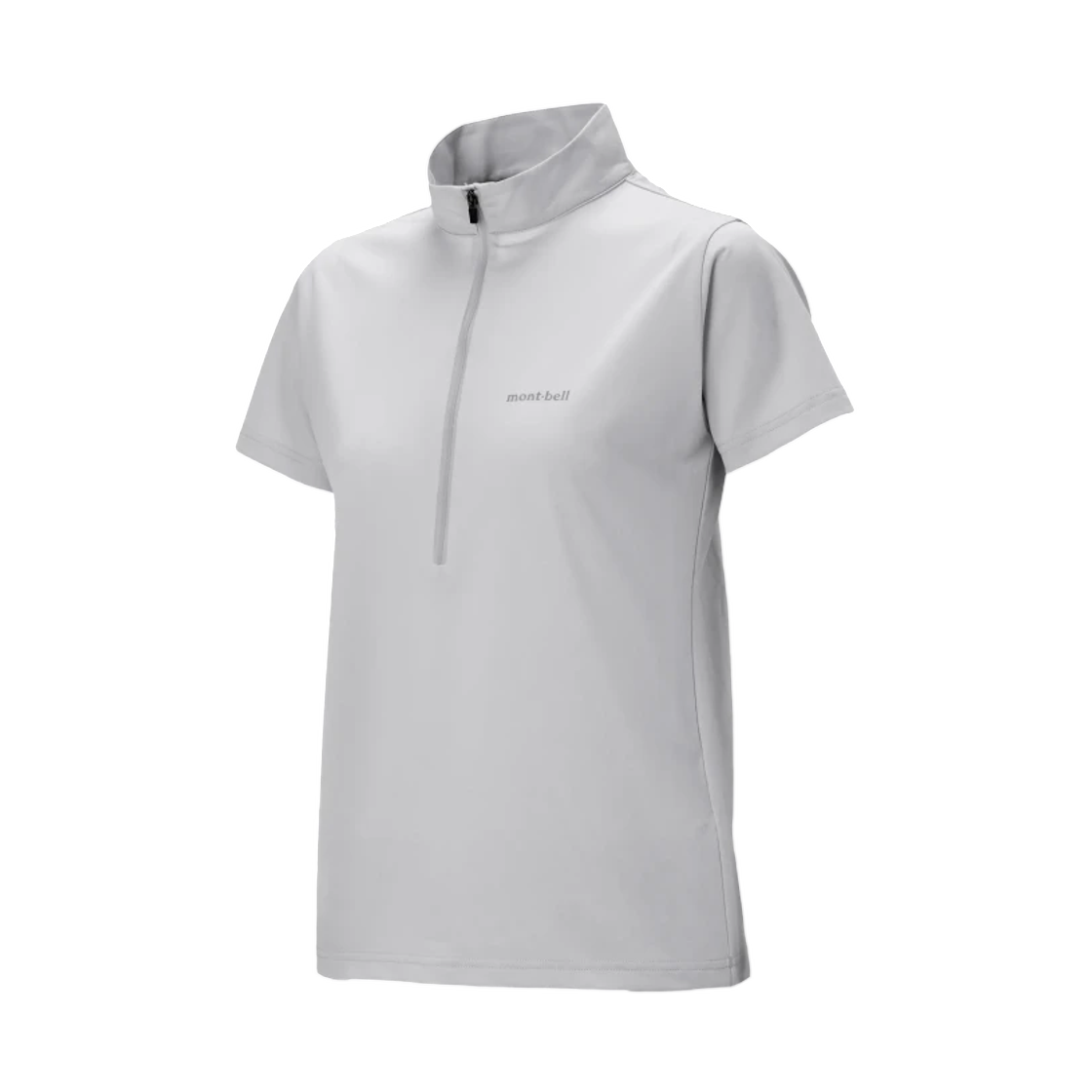 1114935 (W) Montbell Wickron UV-Tect Short Sleeve Zip Shirt Light Gray
