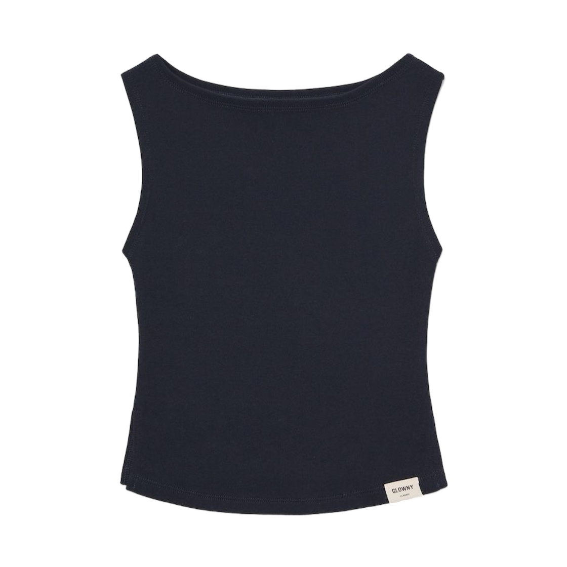 (W) 글로니 G 슬릿 슬리브리스 탑 네이비((W) Glowny G Slit Sleeveless Top Navy)