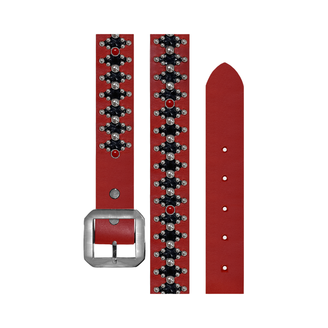 더트냅 다이아몬드 스케일 벨트 스톤 스칼렛 블랙(DIRT NAP Diamond Scale Belt Stone Scarlet Black)