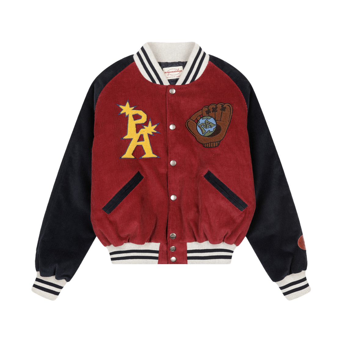 프라블럼올웨이즈 본헤드 볼 스쿼드 바시티 자켓 레드(Problemallways Bonehead Ball Squad Varsity Jacket Red)