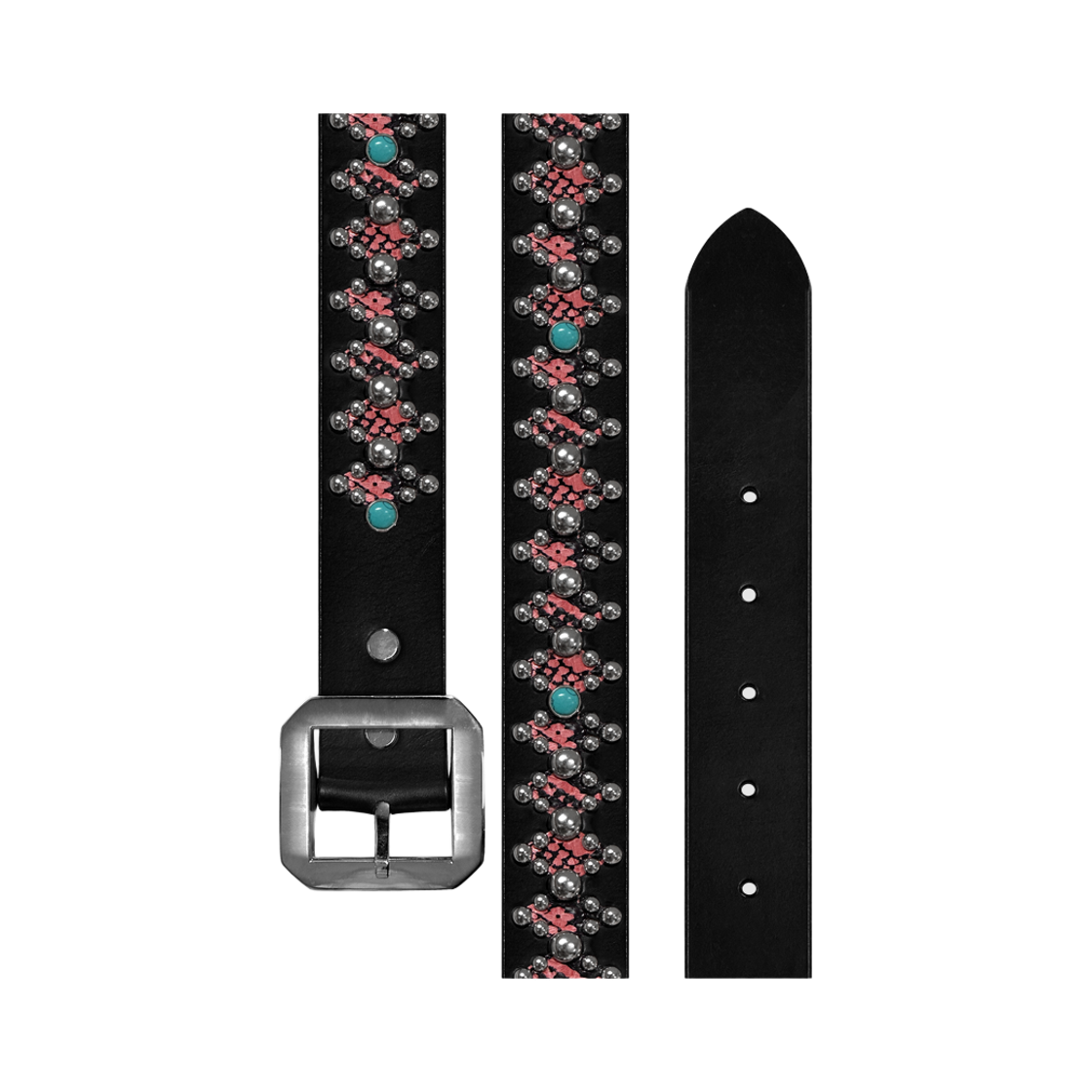 더트냅 다이아몬드 스케일 벨트 스톤 로즈 블랙(DIRT NAP Diamond Scale Belt Stone Rose Black)