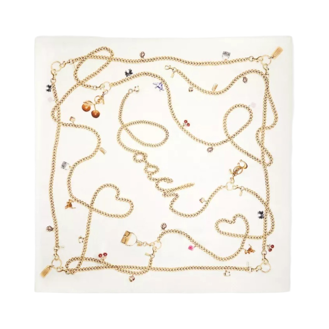 (W) 코치 참 프린트 실크 스퀘어 스카프 아이보리((W) Coach Charm Print Silk Square Scarf Ivory) - 1