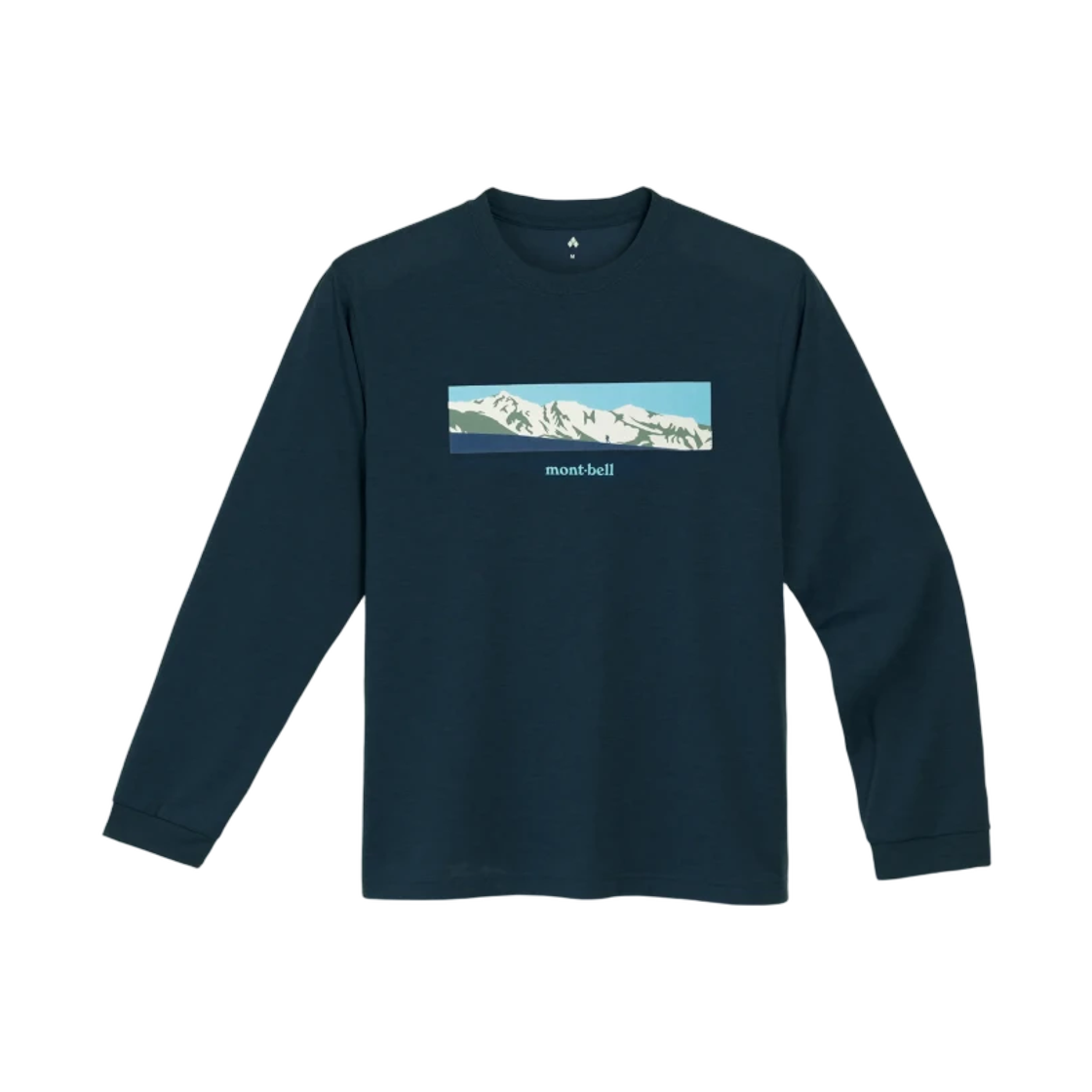 2304707 Montbell Wickron Long Sleeve T-Shirt White Mountain Range Navy