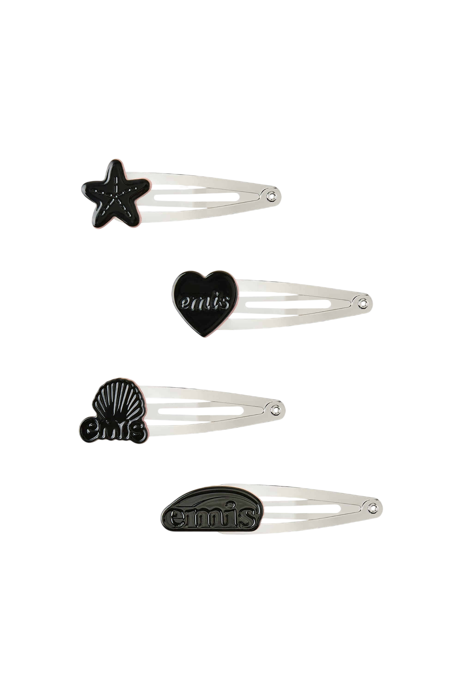 - Emis Logo Snap Hair Clip Black (Set Of 4)