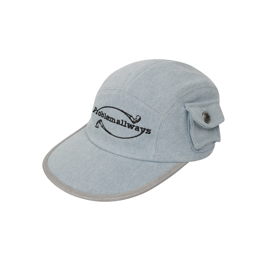 프라블럼올웨이즈 로고 데님 포켓 캠프캡 스카이블루(Problemallways Logo Denim Pocket Camp Cap SkyBlue)