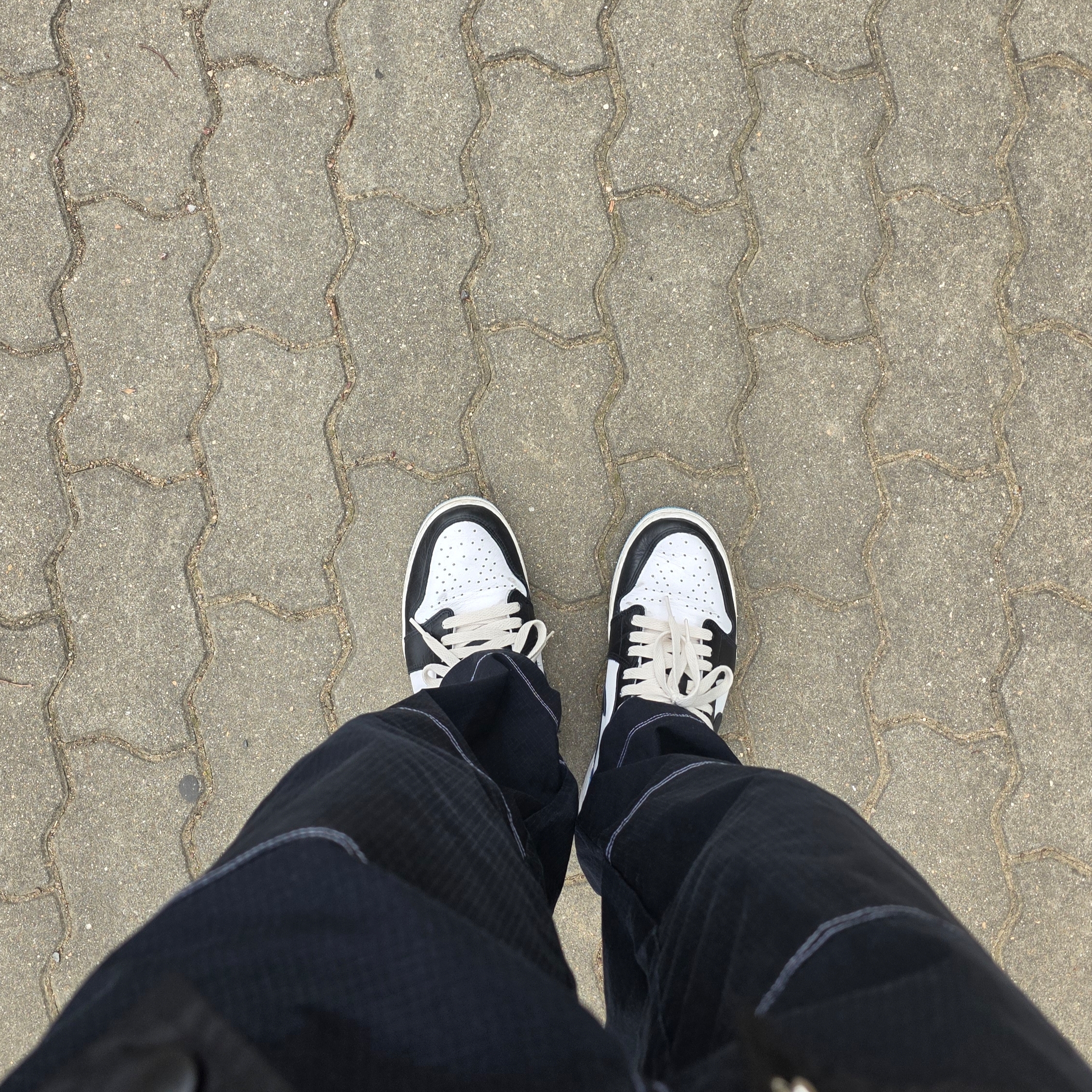 Jordan 1 Retro Low OG Black and Dark Powder Blue 착용 스타일