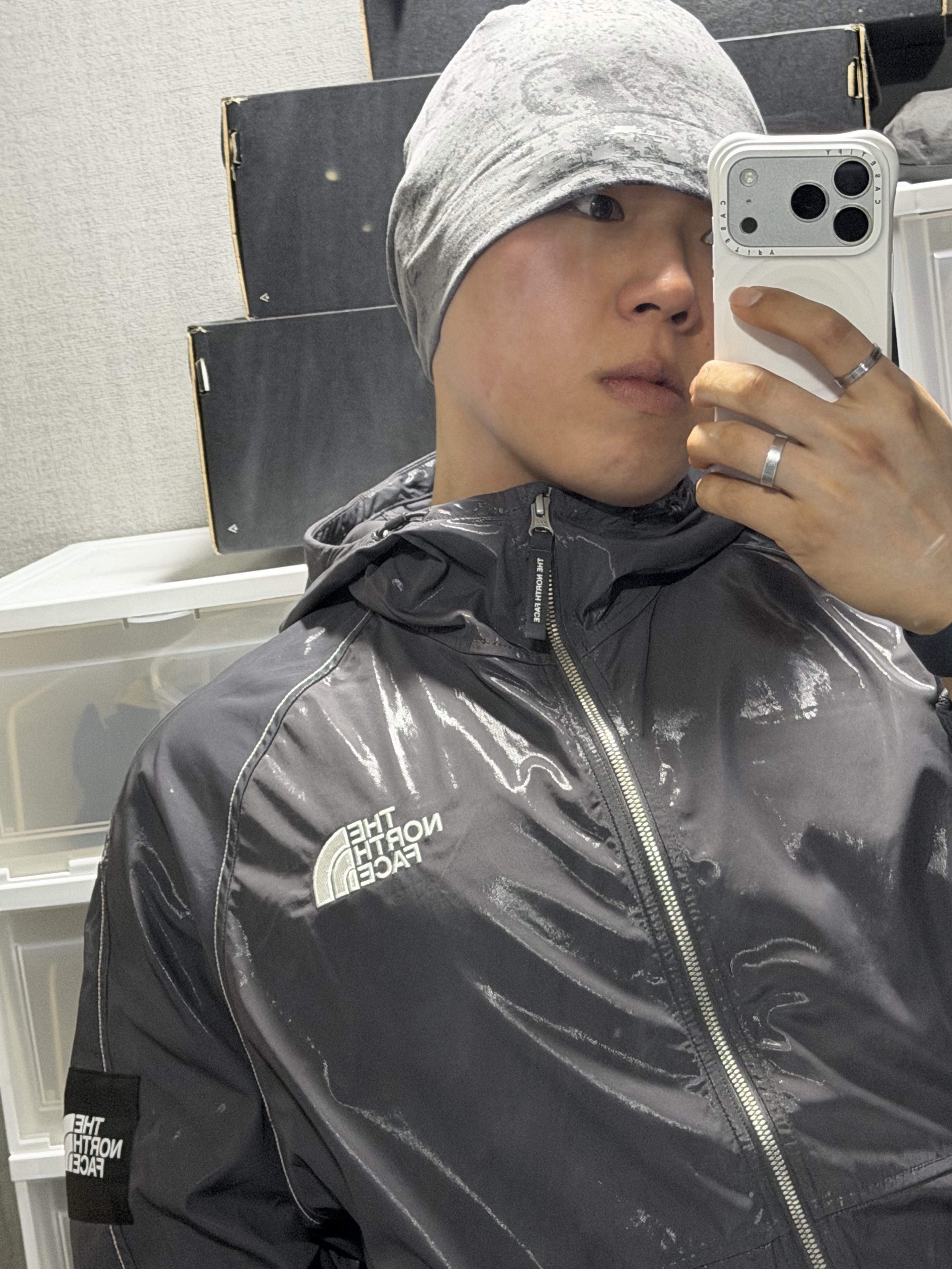The North Face White Label Novelty Olema Hoodie Charcoal Grey 착용 스타일