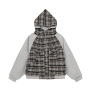 Problemallways Memory Unbalance Check Hood Zip-Up Jumper Gray