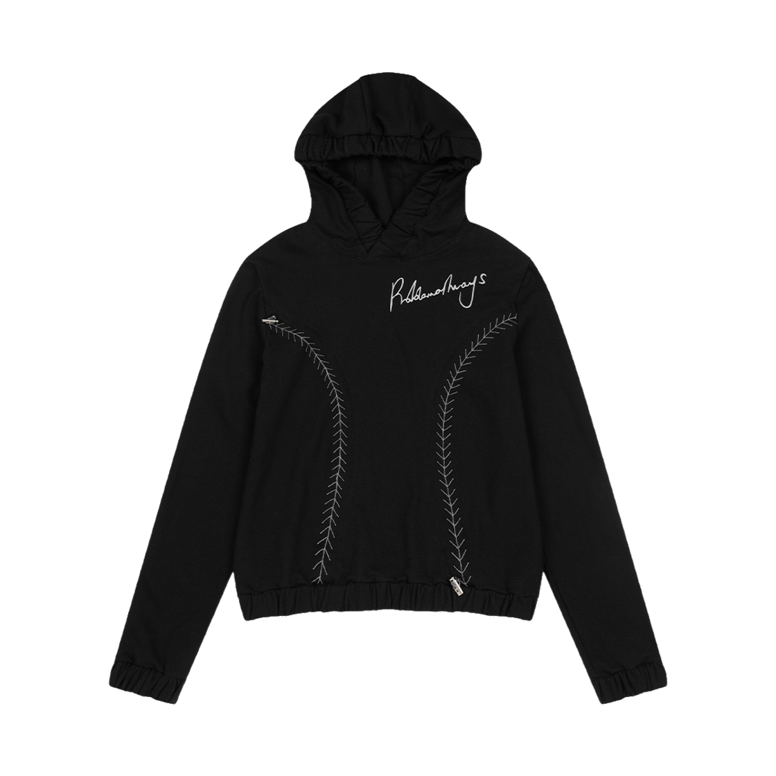 프라블럼올웨이즈 베이스볼 셔링 후드 블랙(Problemallways Baseball Shirring Hoodie Black)