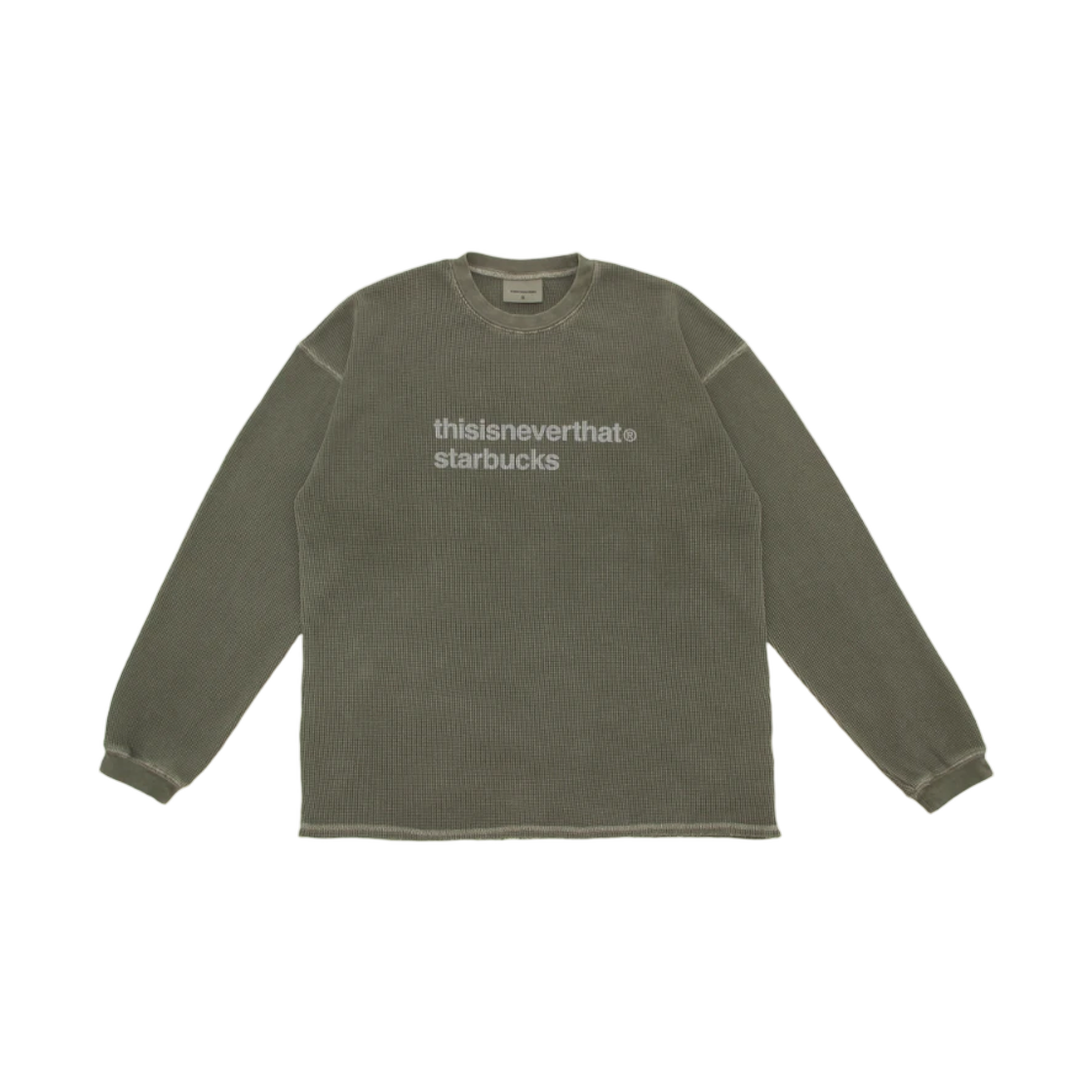 디스이즈네버댓 x 스타벅스 롱슬리브 와플 티셔츠 카키(Thisisneverthat x Starbucks Long-Sleeve Waffle T-Shirt Khaki) - 1