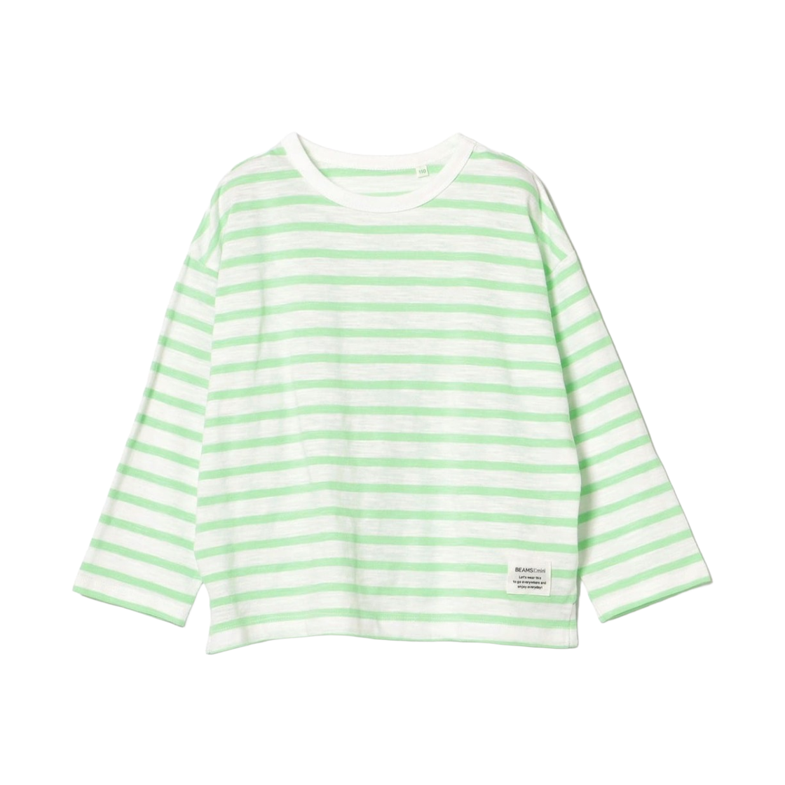 45-14-0041-443 (Kids) Beams Mini Border Long Sleeve T-Shirt Lime