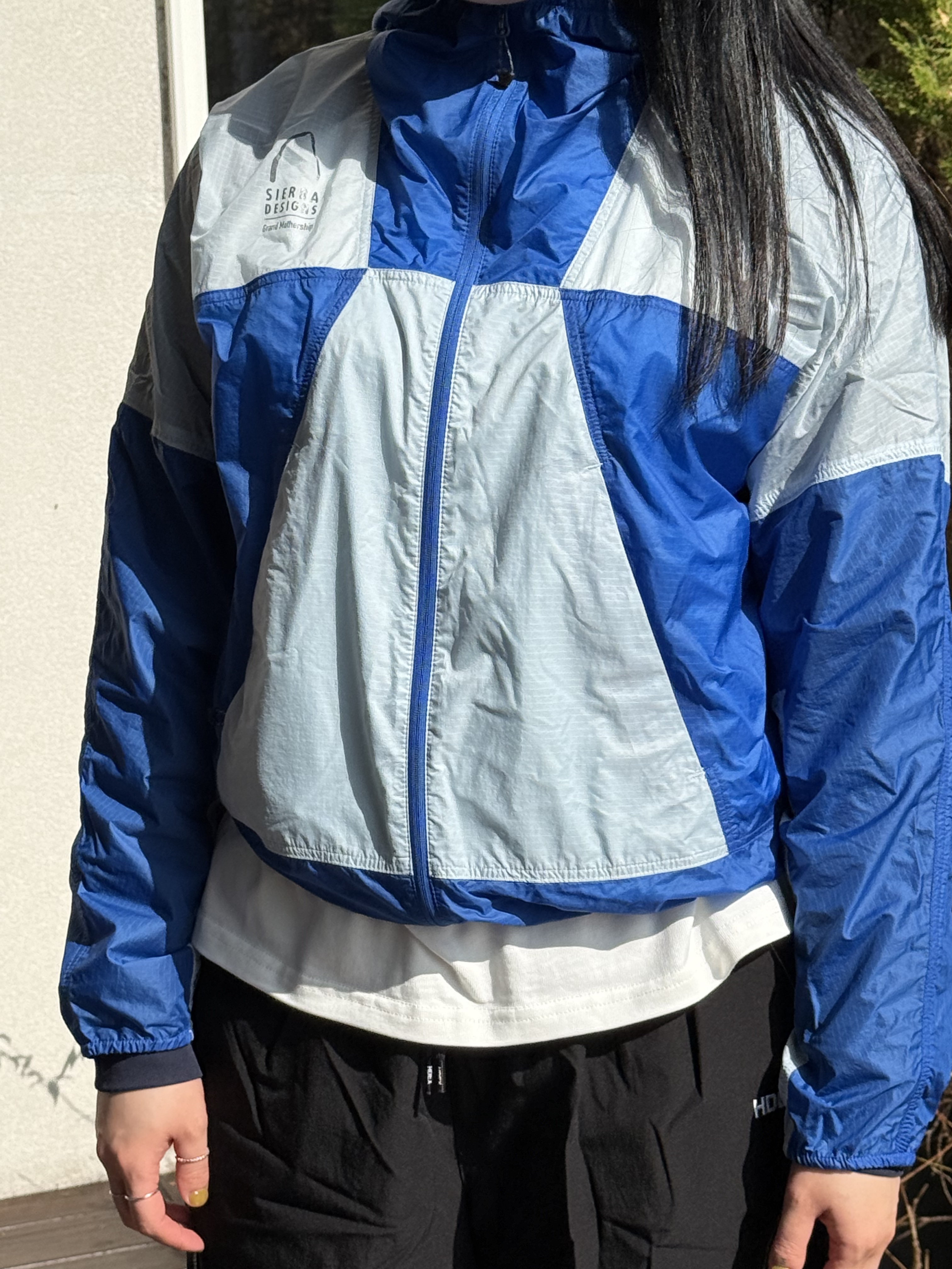 SIERRA DESIGNS W GRAND MOTHERSHIP Lightweight Windshell Jacket Blue 착용 스타일 - 4