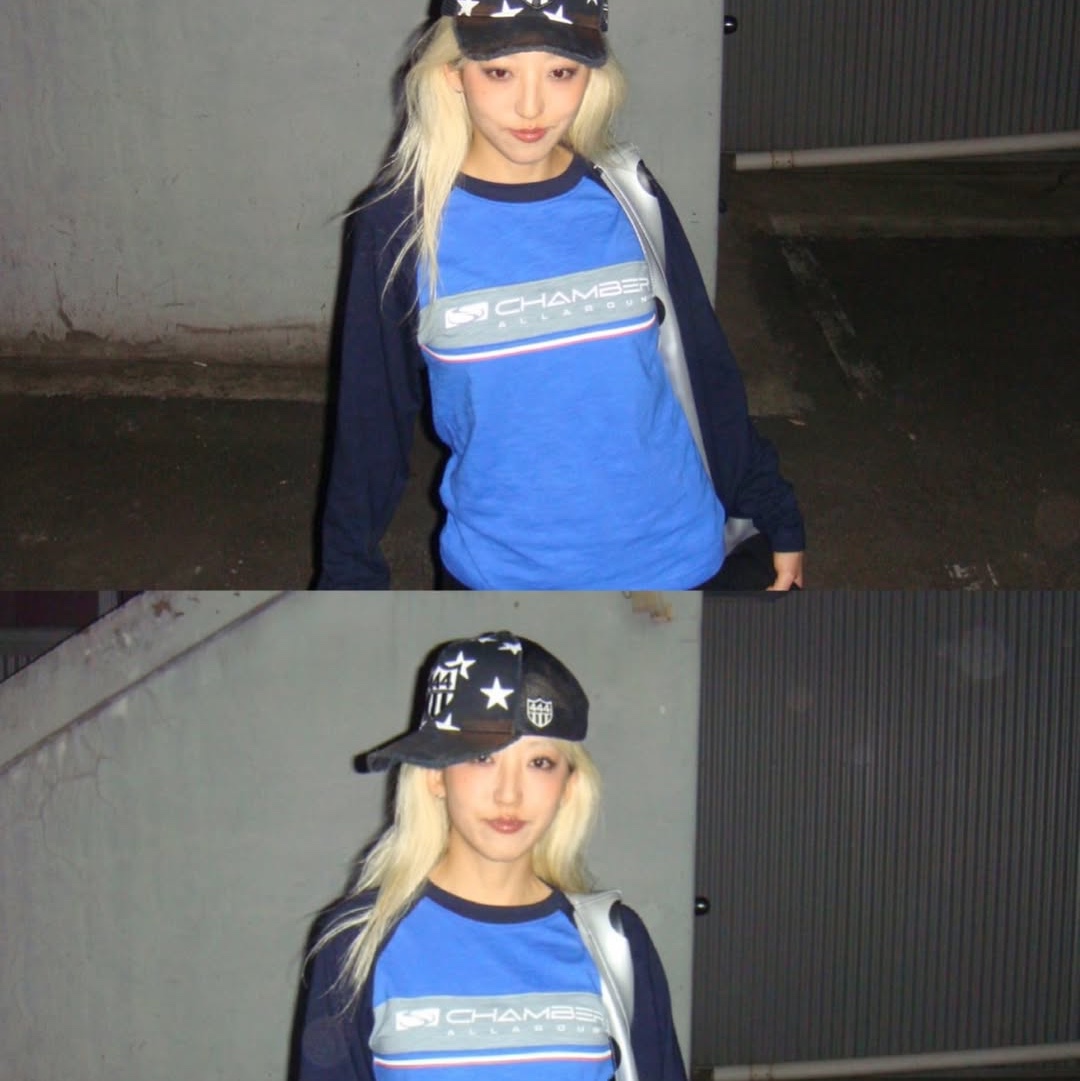 SPORT CHAMBER SC Node T-shirt BLUE, SPORT CHAMBER SC Waffle Ear-Open Hood T-shirt BLACK 착용 스타일 - 1