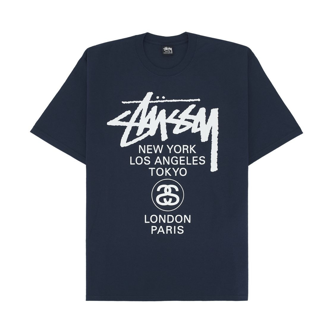스투시 월드투어 티셔츠 네이비 2024,2025