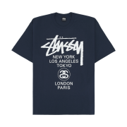 Stussy World Tour T-Shirt Navy 2024,2025