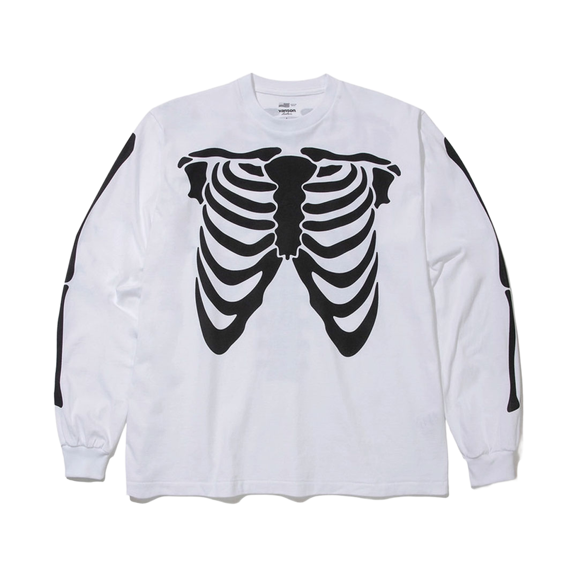 벤슨 레더 스켈레톤 스타일 본 롱 스타일 티셔츠 / 화이트(Vanson Leathers Skeleton Style Bone Long Sleeve T-shirt / White)
