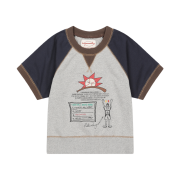 Problemallways Referee Raglan Crop Sweatshirt Gray