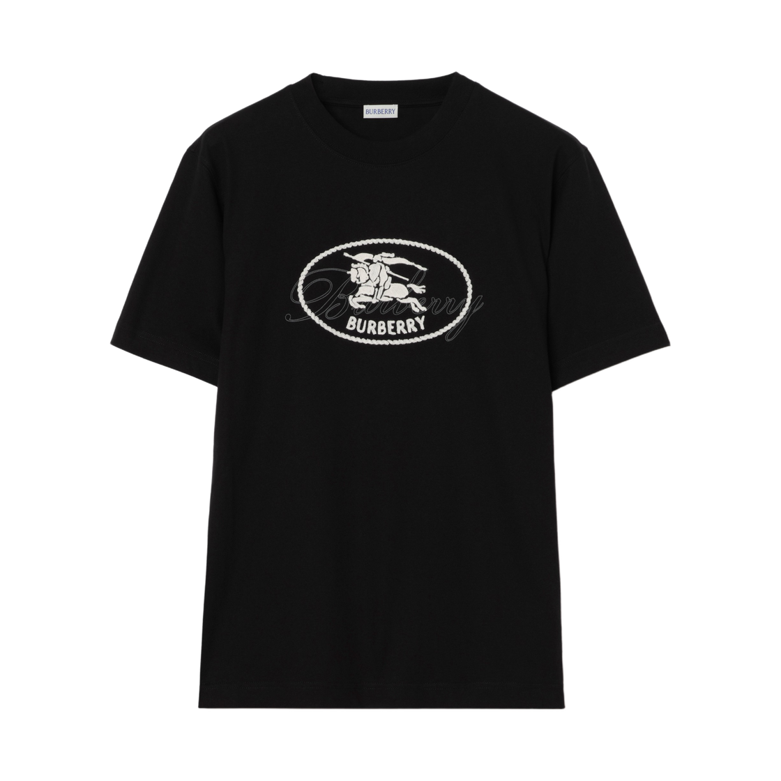 8125823 Burberry Regular Fit Knight Stamp Cotton T-Shirt Black