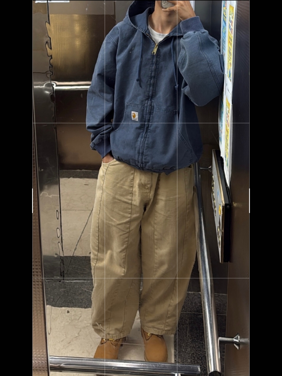 Carhartt WIP OG Active Jacket Dusky Blue, Timberland Premium 6 inch Waterproof Boot Wheat Nubuck - Medium 착용 스타일