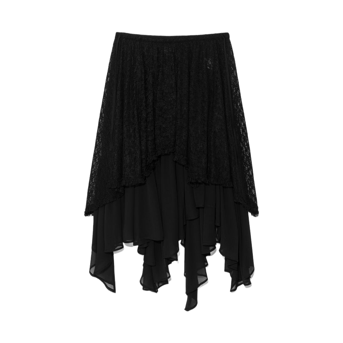 (W) 글로니 보호 레이스 롱 스커트 블랙((W) Glowny Boho Lace Long Skirt Black)