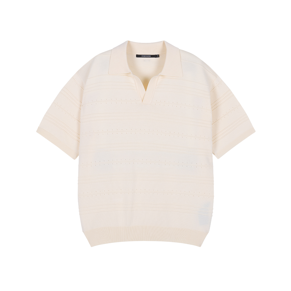 지오송지오 ZSZO 멀티 텍스쳐 오픈카라 니트 오프화이트 ZI3KT707OW(ZIOSONGZIO ZSZO Multi Texture Open Collar Knit)