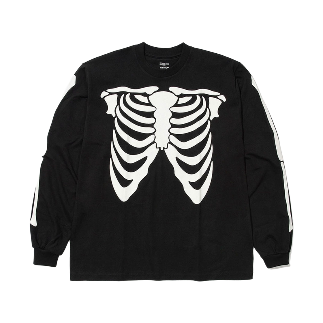 벤슨 레더 스켈레톤 스타일 본 롱 슬리브 티셔츠 / 블랙(Vanson Leathers Skeleton Style Bone Long Sleeve T-shirt / Black)