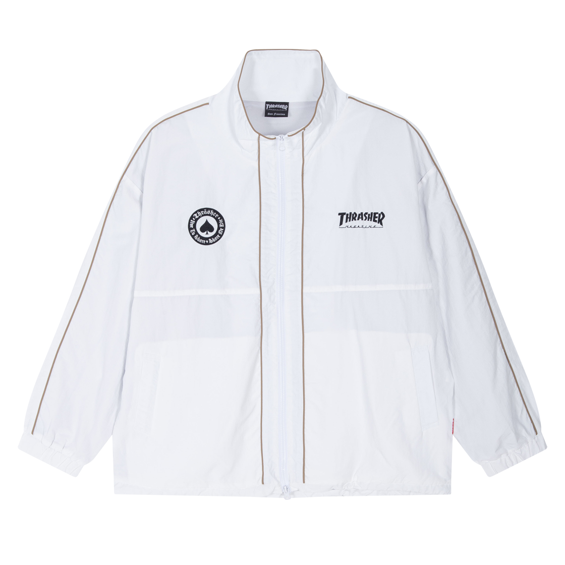 트레셔 스케이트 앤드 디스트로이 나일론 파이핑 자켓 화이트(THRASHER Skate And Destroy Nylon Piping Jacket White)