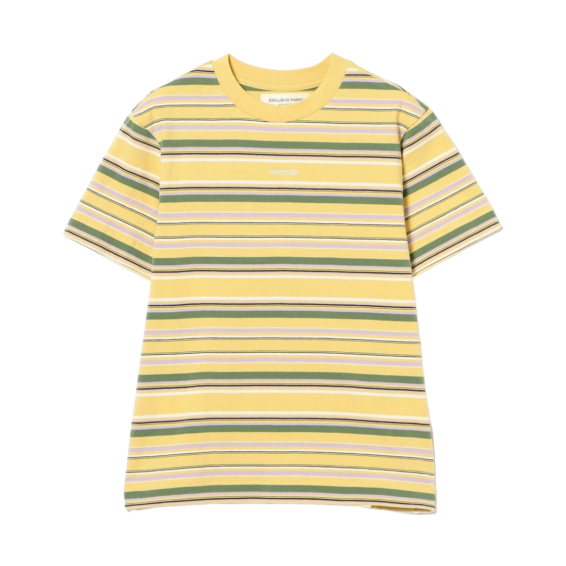 13-04-1068-458 (W) Beams Boy Embroidery Multi Border Short Sleeve T-Shirt Yellow