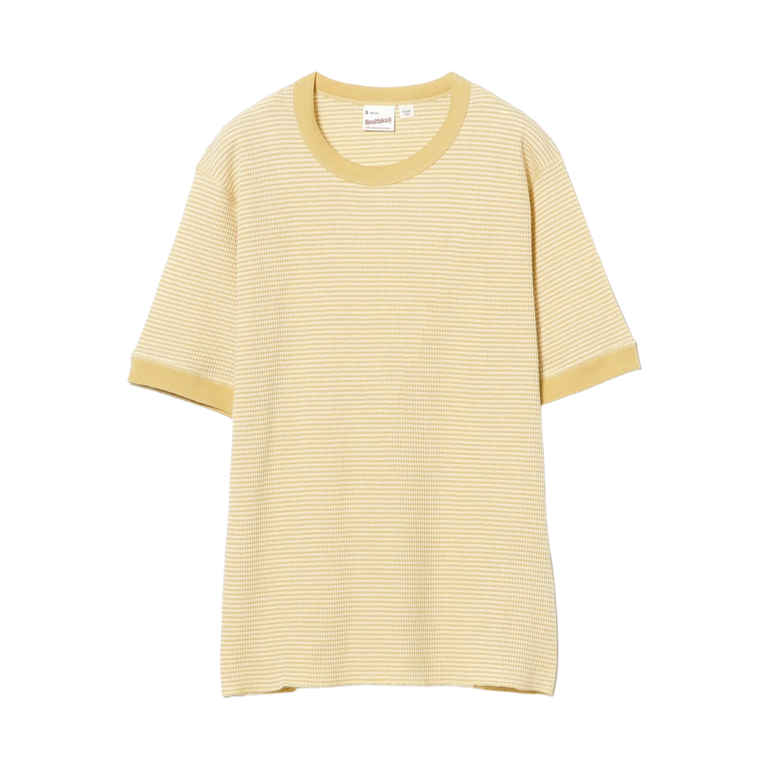 13-04-0542-875 (W) Beams Boy x Healthknit Waffle Striped T-Shirt Yellow Ivory