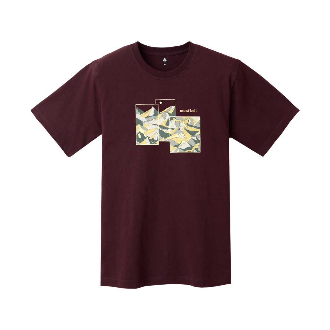 몽벨 피어 스킨 코튼 마운틴 콜라주 티셔츠 와인 레드(Montbell Pear Skin Cotton Mountain Collage T-Shirt Wine Red)