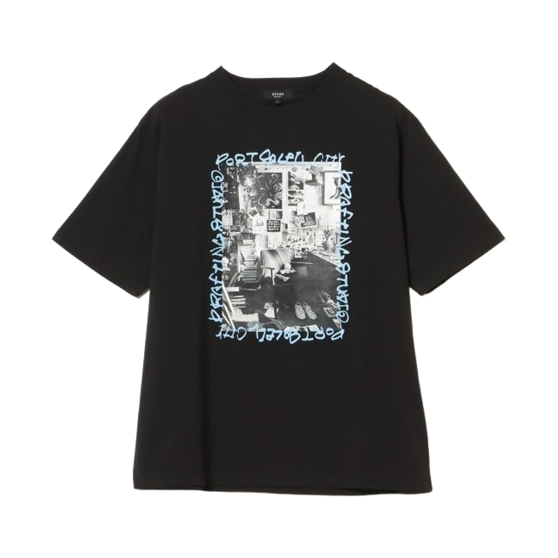 42-08-0097-639 Beams Heart Port Soleil Photographic T-Shirt Black