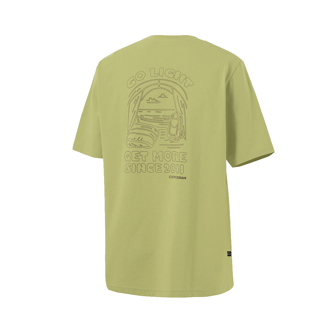 제로그램 TENTOPIA Sorona 백그래픽 반팔 티셔츠(ZEROGRAM Tentopia Sorona Back Graphic SS Olive Green)