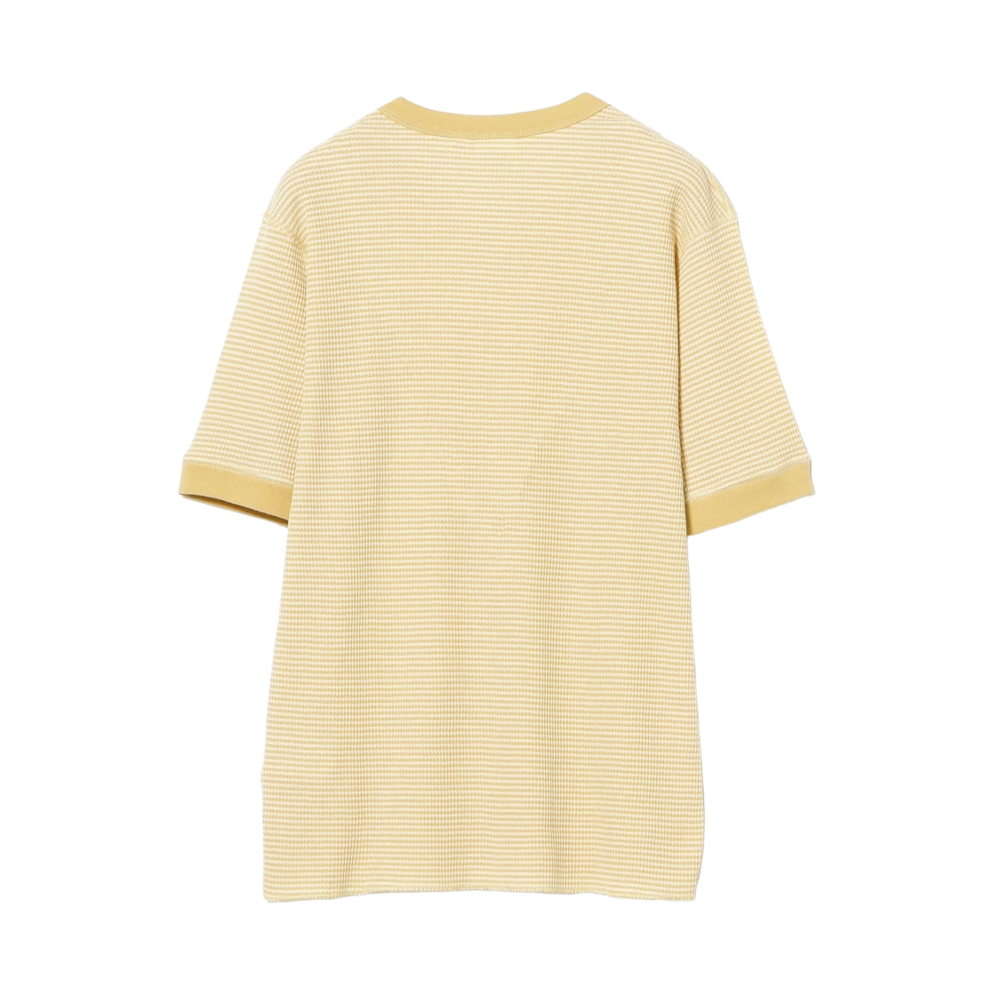 (W) 빔즈 보이 x 헬스니트 와플 스트라이프 티셔츠 옐로우 아이보리((W) Beams Boy x Healthknit Waffle Striped T-Shirt Yellow Ivory) - 2