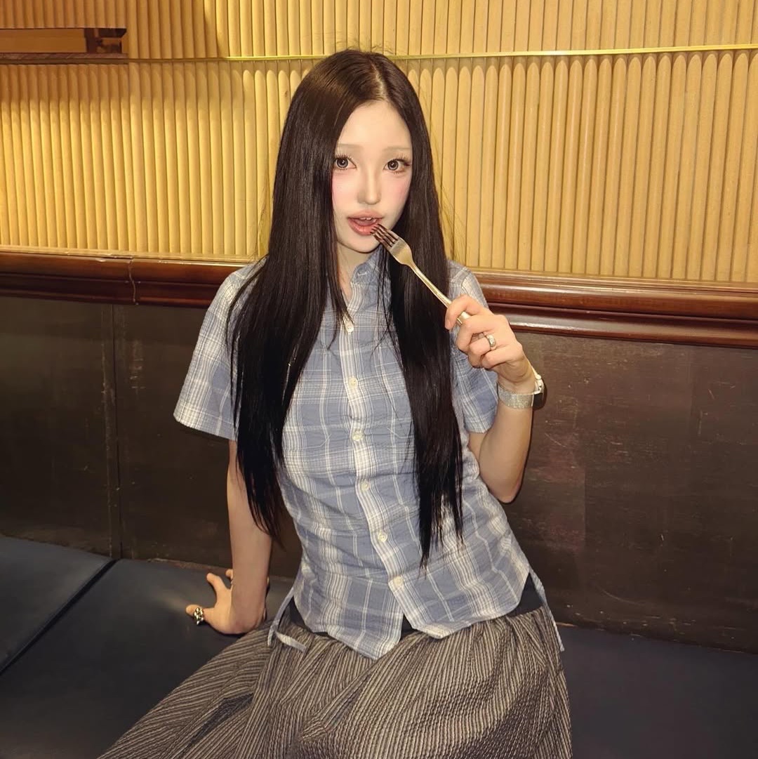 SPORT CHAMBER SC Square Check Roll-up Shirt BLUE 착용 스타일