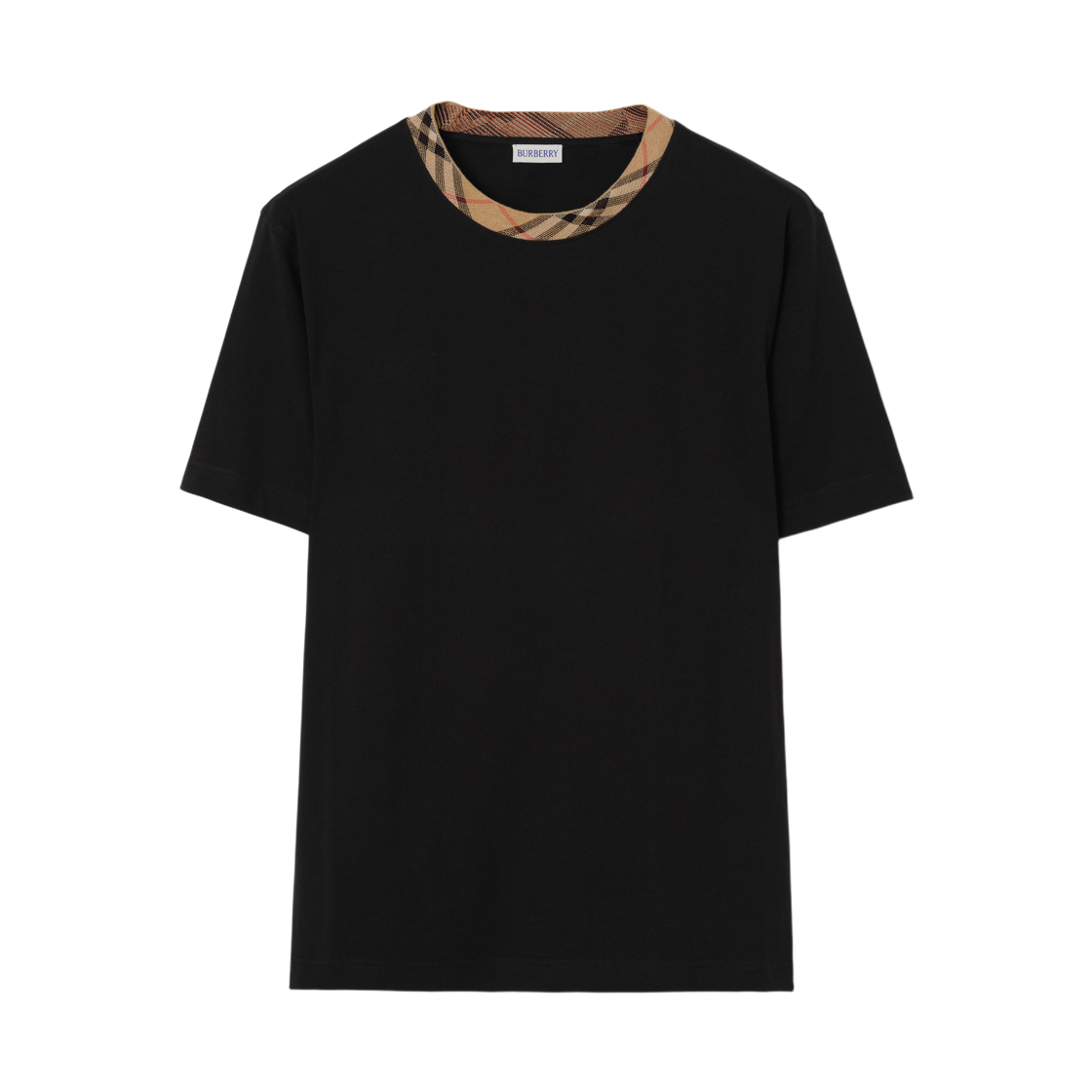8125509 Burberry Check Trim Cotton T-Shirt Black