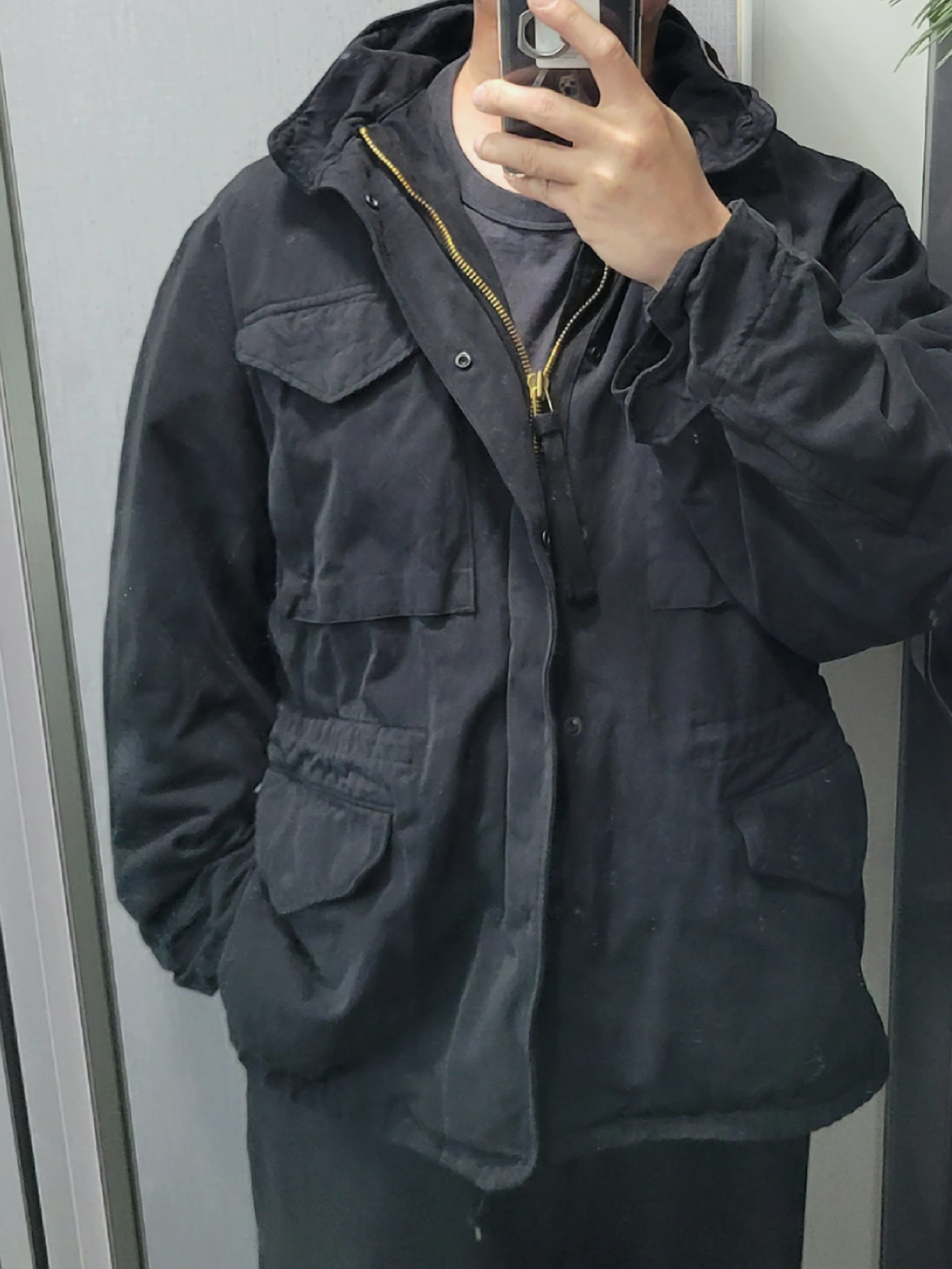 Comoli Garment Dyed M65 Jacket Black - 25AW 착용 스타일 - 2