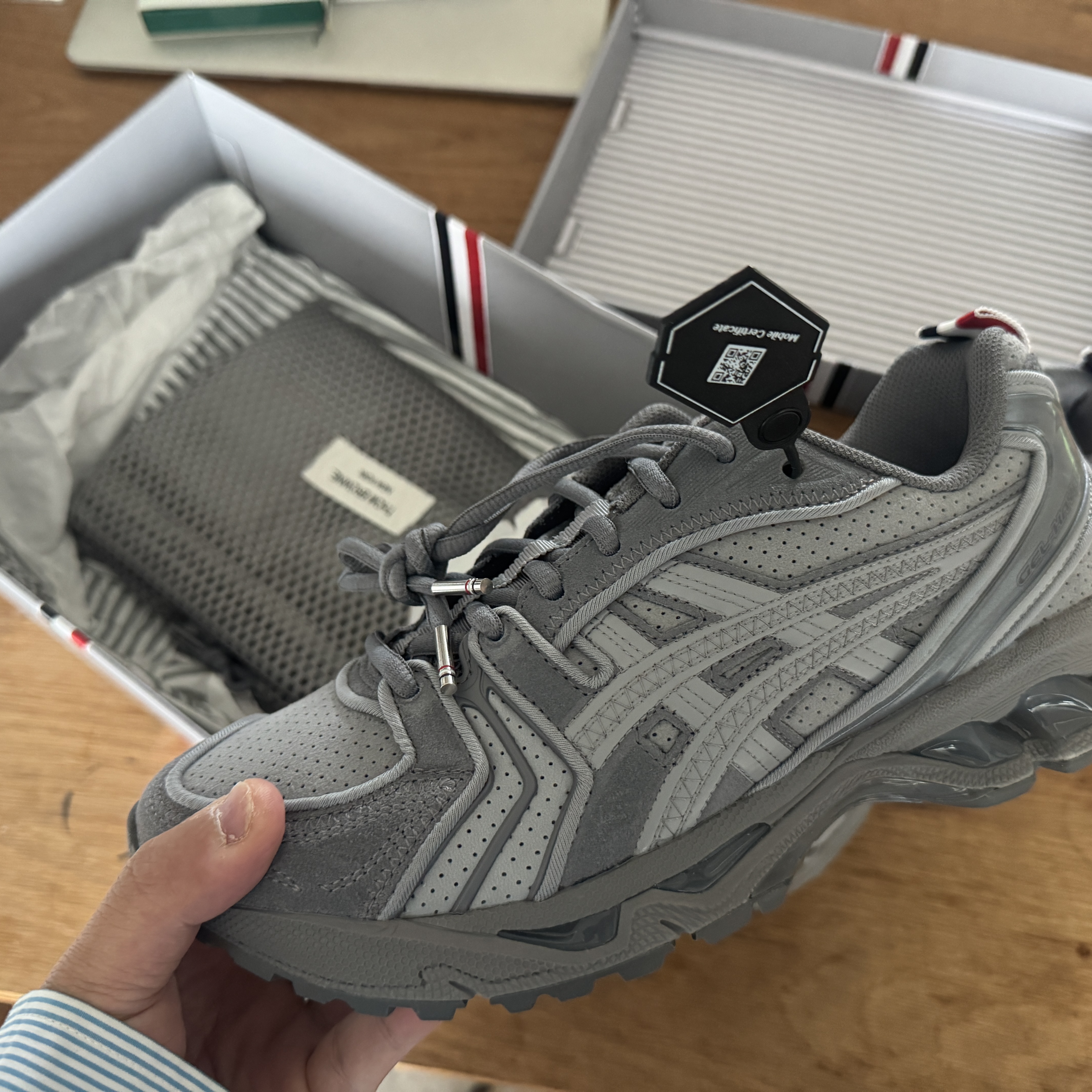 Asics x Thom Browne Gel-Kayano 14 Grey 착용 스타일 - 1