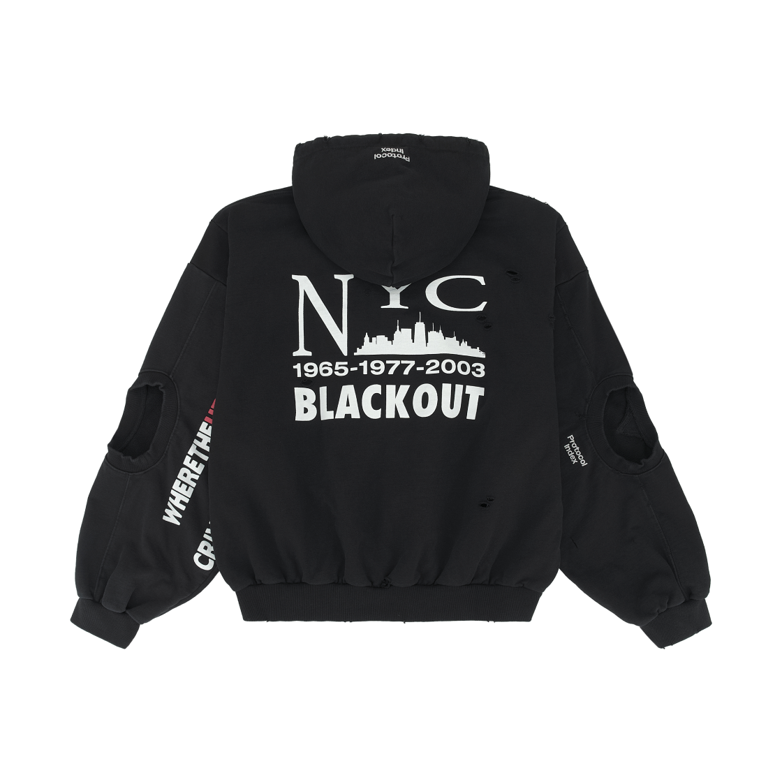 프로토콜 인덱스 리컨스트럭티드 스웨트셔츠 집 후드 블랙(Protocol Index Reconstructed Sweatshirts Zip Hoodie Black) - 2