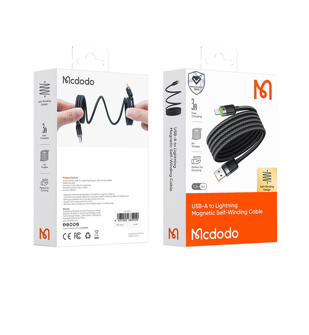 맥도도 마그네틱 꼬임방지 8핀 고속충전 케이블 CA600(Mcdodo Magnetic Self-Winding 8pin Fast Charging Cable CA600) - 2