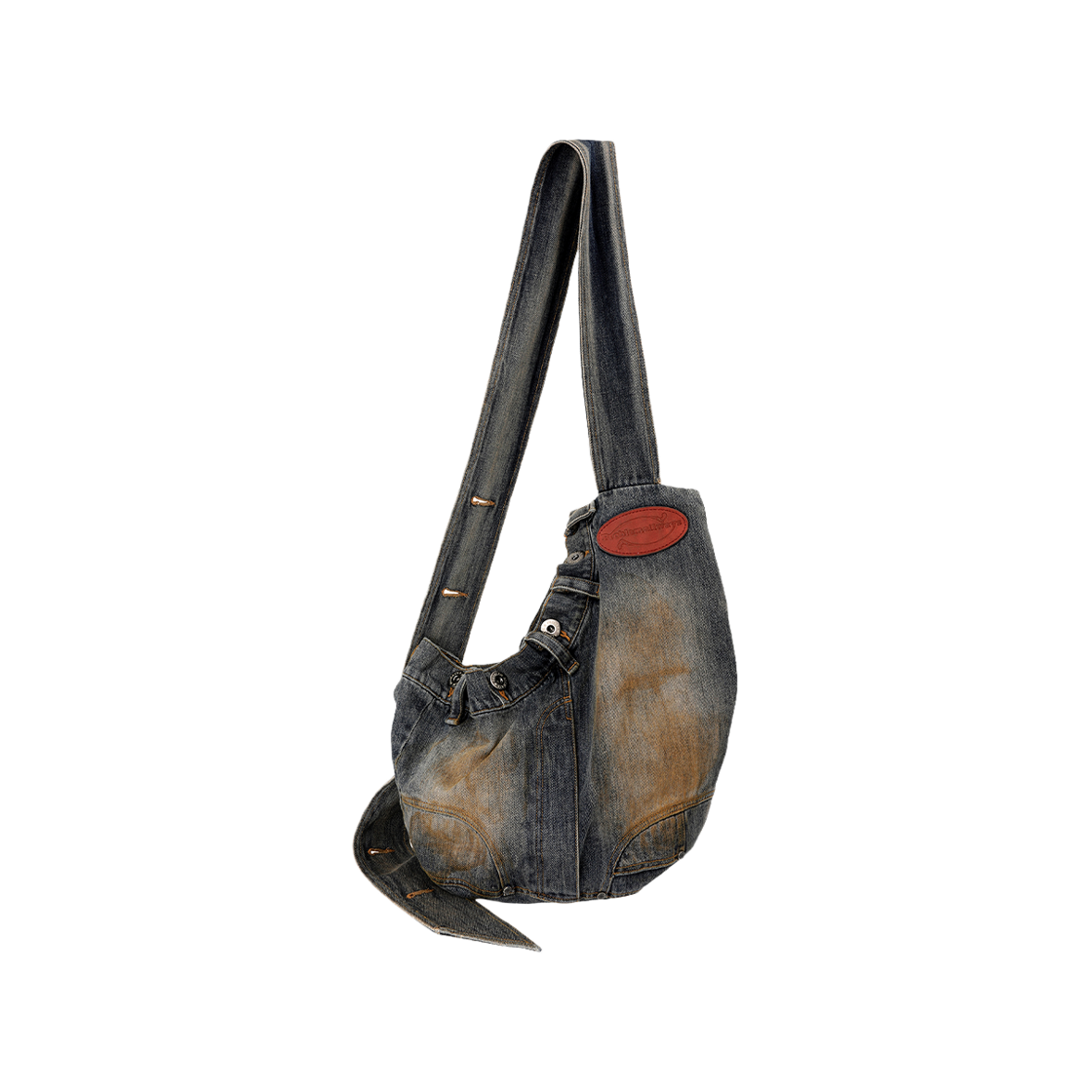 프라블럼올웨이즈 더티 워시드 데님 크로스바디 백 워시드 블루(Problemallways Dirty Washed Denim Crossbody Bag Washed Blue)