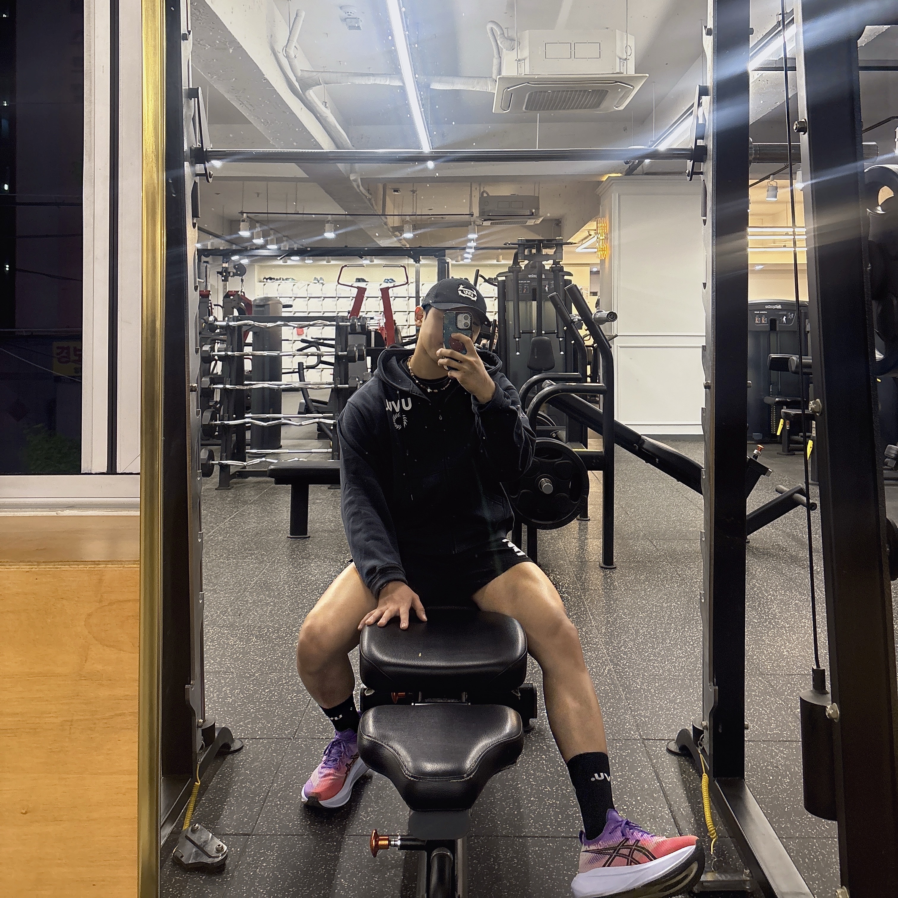 Asics Megablast Edo Purple Black, UVU Running Sock Black 착용 스타일
