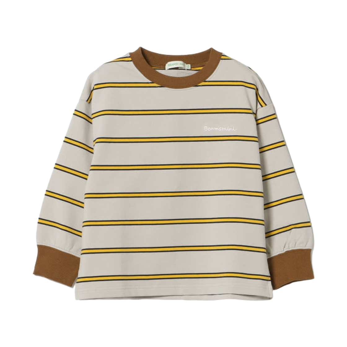45-14-0045-443 (Kids) Beams Mini Mini French Terry Striped Long Sleeve T-Shirt Ice Grey