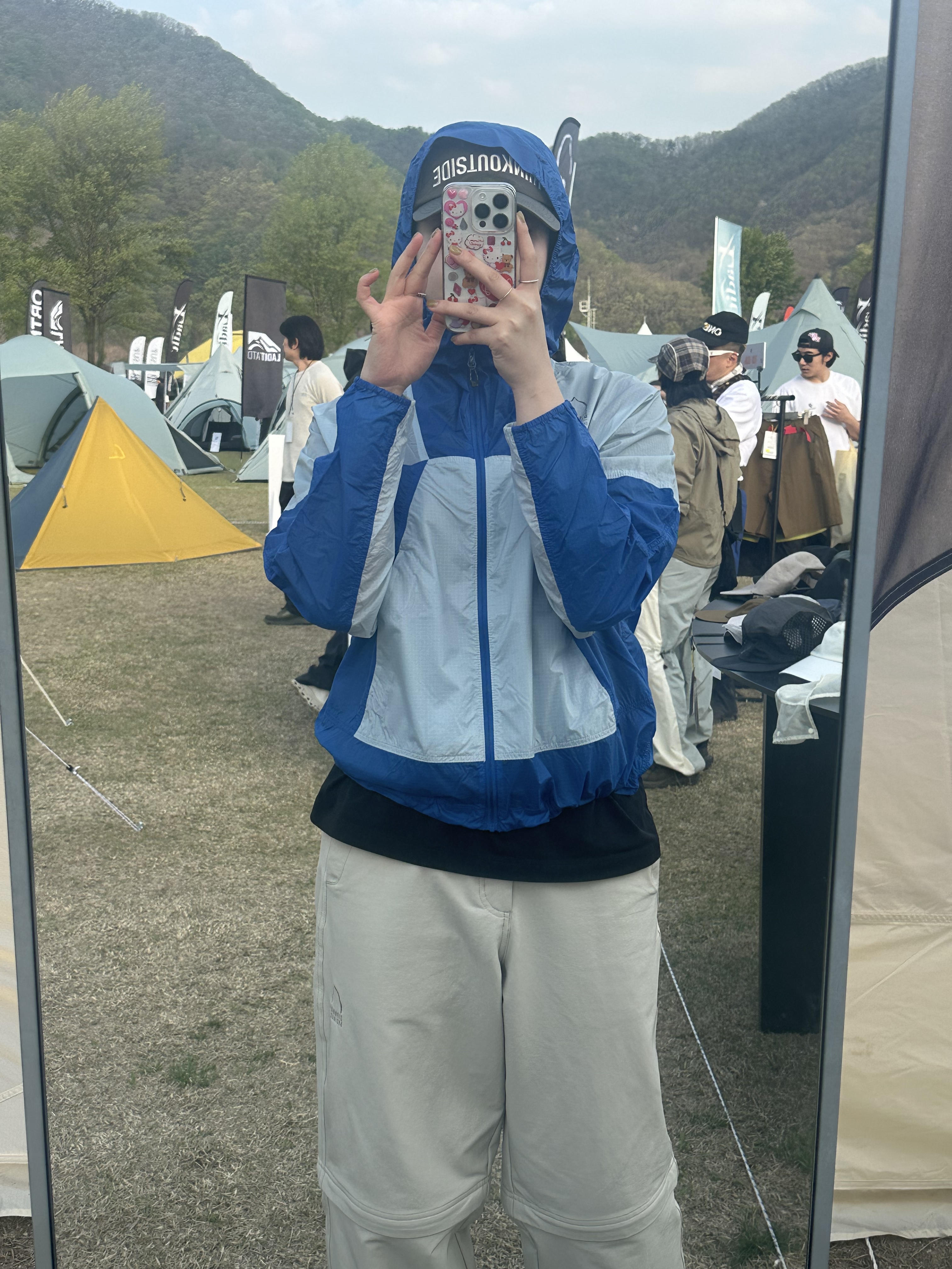 SIERRA DESIGNS W GRAND MOTHERSHIP Lightweight Windshell Jacket Blue 착용 스타일 - 6