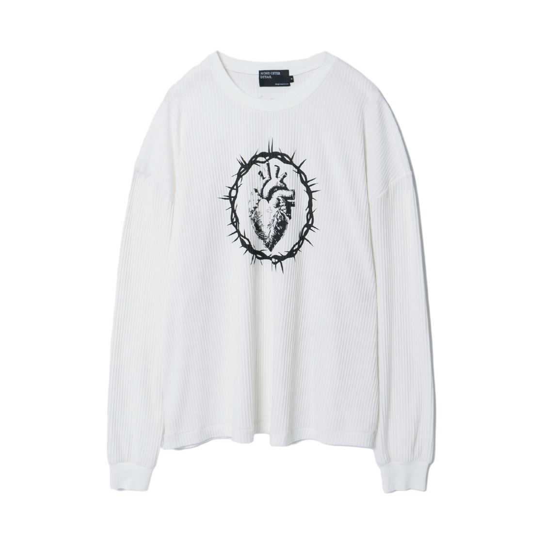 노드 세인트 하트 리브 롱 슬리브 화이트(NOD Saint heart Ribbed Long sleeve White)