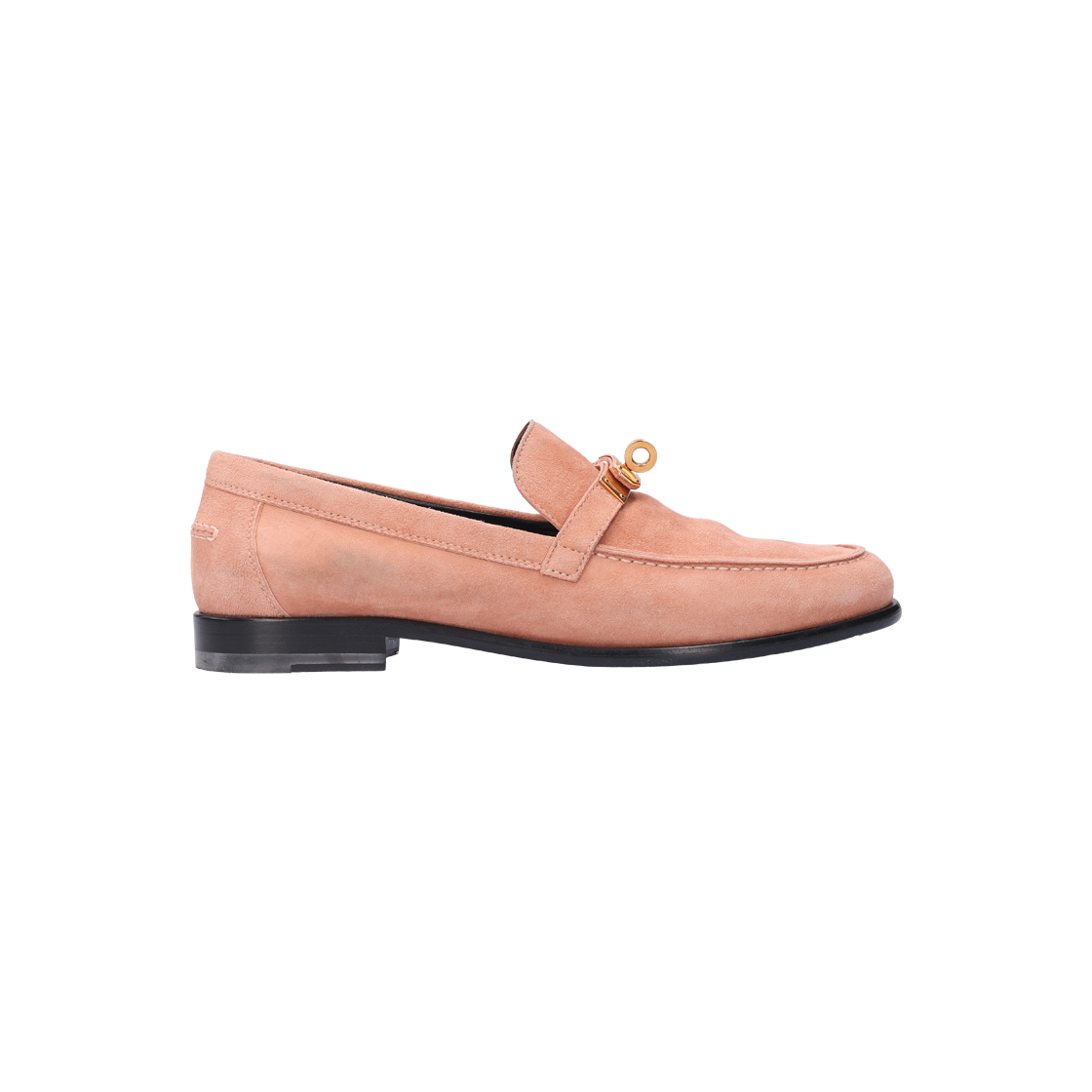 ITNDWO7DARH5 Hermes H212116Z Suede Loafers in Pink & Gold