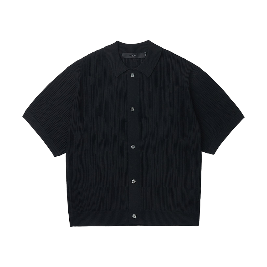 이로 스플리츠 니트 플리츠 반팔 셔츠 블랙(Iro Spleats Knit Pleats Short Sleeve Shirt Black) - 1