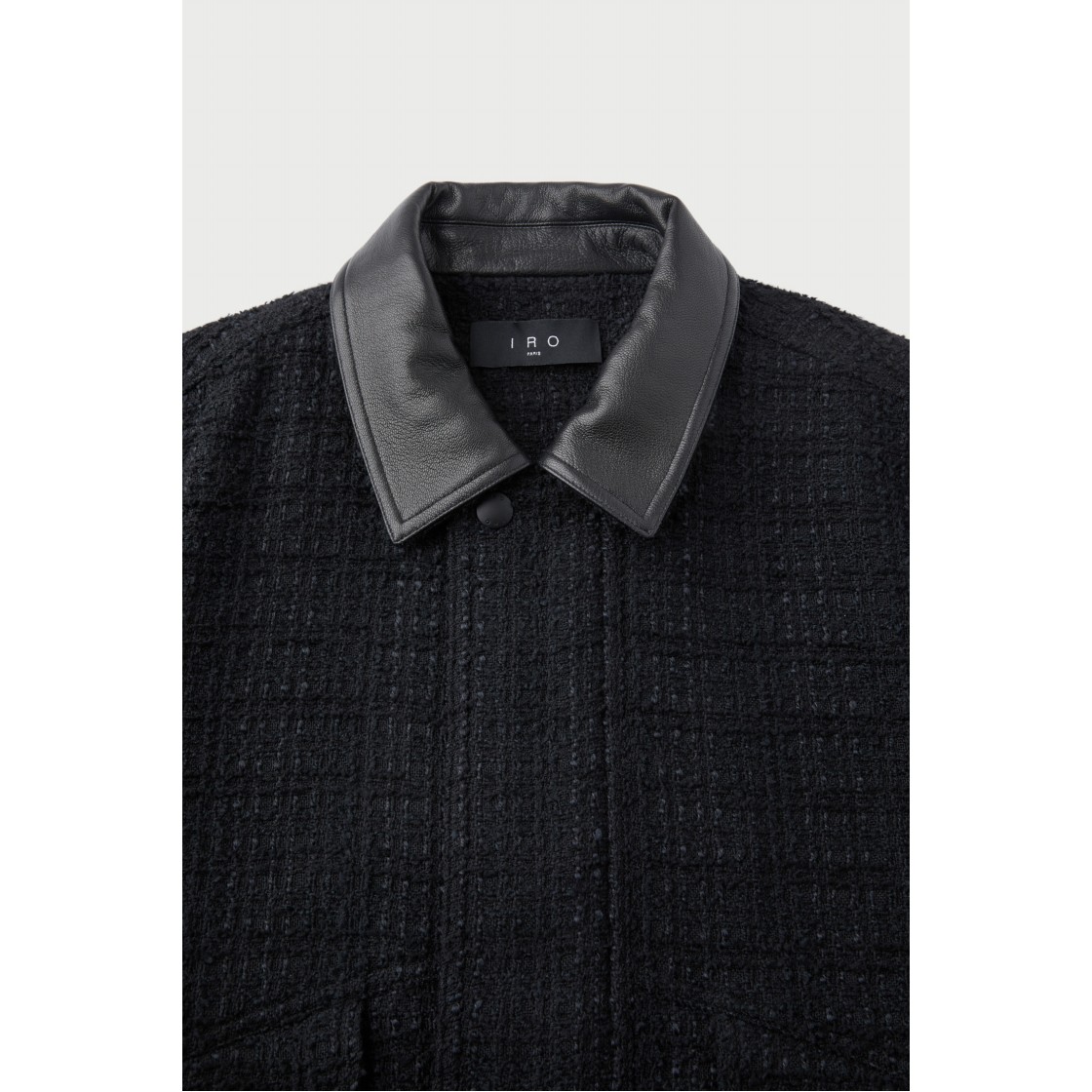 이로 에오난 레더 카라 니트 텍스처드 블루종 블랙(Iro Eonane Leather Collar Knit Textured Blouson Black) - 4