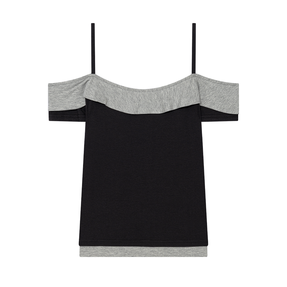 어글리쉐도우 버튼 콘트라스트 오프숄더 블랙(UGLYSHADOW Button Contrast Off-Shoulder Black) - 2